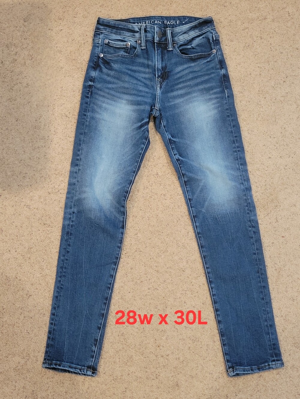 American Eagle Outfitters Men's Faded Blue Skinny Jeans 28W X 30L